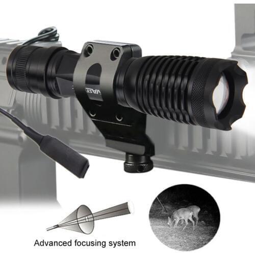 Zoomable 850nm Infrared Hunting Flashlight IR Night Vision Torch Weapon Light with Rifle Scope Mount No Battery