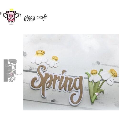 Piggy Craft metal cutting dies cut die mold Spring letter flowers frame Scrapbook paper craft knife mould blade punch stencils