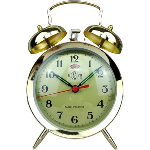 Metal Gold Desk Clock Mechanical Alarm Clock Vintage Bedside Table Clocks Silent Watch Antique Chick Pecking Rice Gift Ideas