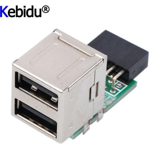 Mini Internal PC USB 2 Port 2.0 9Pin Female To 2 Port A Female Adapter Converter Motherboard PCB Board Card Extender