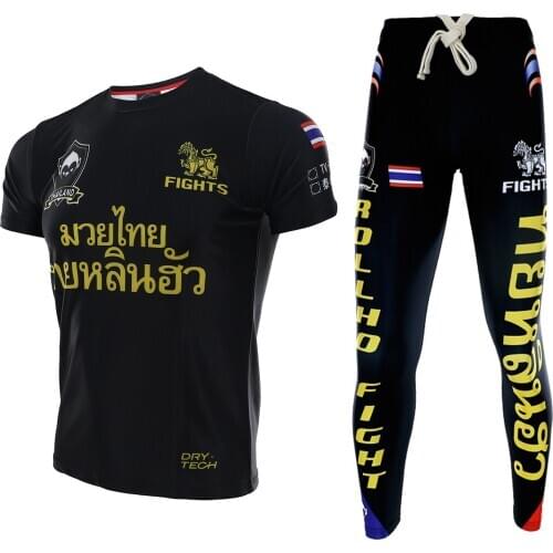 MMA BJJ Rashguard T Shirts+Pants Fitness Boxing Shirts Muay Thai Compression Men MMA Kickboxing Sport Suit kickboxing boxeo
