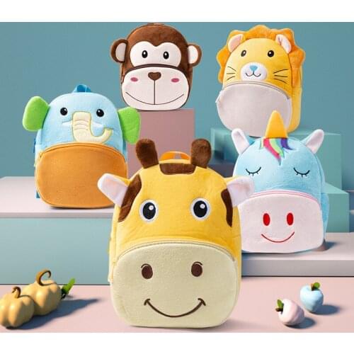 Fashion Children School Bags 3D Cartoon Print Plush Kids Backpack Kindergarten Boys and Girls School Bags Mini Backpack Book Bag