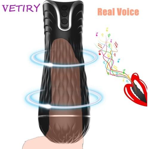 Male Masturbator Vibrator Real Vagina Massage Automatic Sucking Masturbation Cup Sex Toys for Men Voice Interaction 24 Speeds
