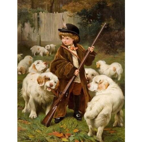 Girl and Dog Cross Stitch Kits Crafts 14CT Unprinted For Embroidered Handmade Arts Oil Painting Set Wall Home Decor