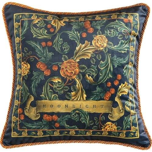 Velvet Pillowcases Cushion Covers Flower Bird Print Throw Pillow Covers with Decorative Roller Without Insertion 45x45cm