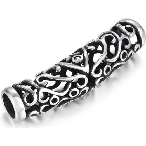 Stainless Steel Tube Beads Curved Hollow Polished 6mm Hole Tubular Bead Metal Charms DIY Accessories for Jewelry Making