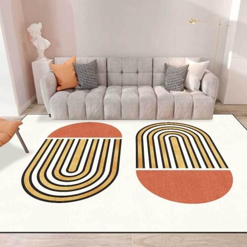 New Modern Home Design Carpet Abstract Geometric Pattern Living Room Rug Beige Area Bedroom Bedside Floor Mats Non-Slip Hot Sale