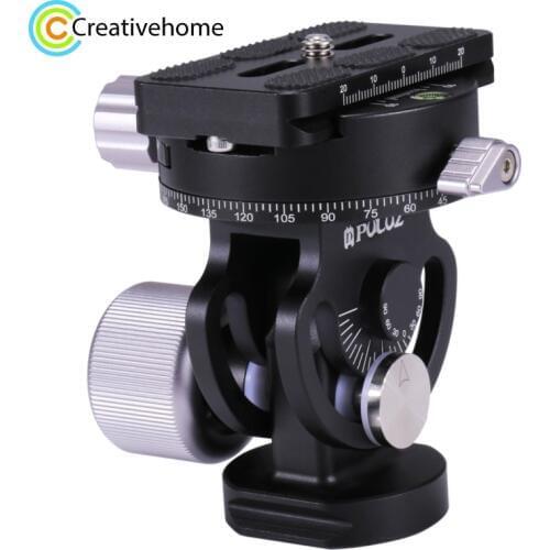 PULUZ DSLR Panoramic Head 1/4'' & 3/8'' Screw 2-Way Pan/Tilt Tripod Head Photography Adapter 3 Bubble Level Quick Release Plate