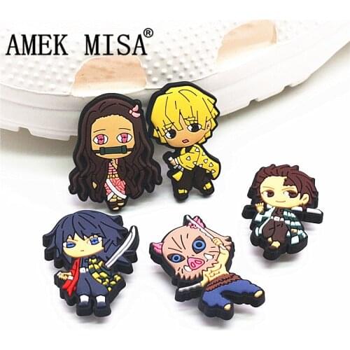 Comics Boar Juvenile Shoe Charms Novely Cartoon Sandals Accessories Nezuko Shoe Decoration for Croc jibz Kids Party X-mas Gifts