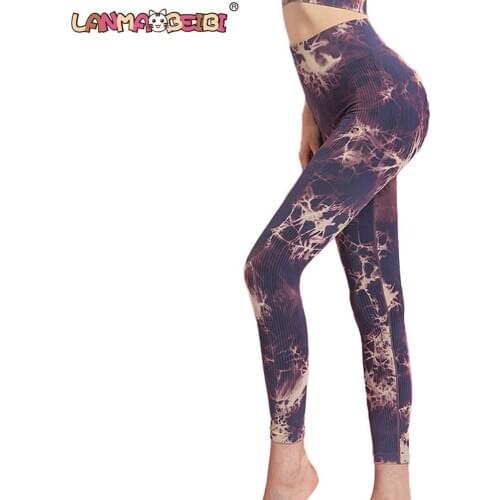 Yoga Pants Seamless High Waist Leggings Womens Sports Pants Tights Gym Fitness Running Leggings Sports Clothing Ink Printed