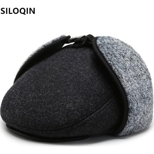SILOQIN Warm Thick Fluff Bomber Hats For Men Casual Ear Protection Windproof Ski Cap Novelty Mens Winter Thermal Earmuffs Hat