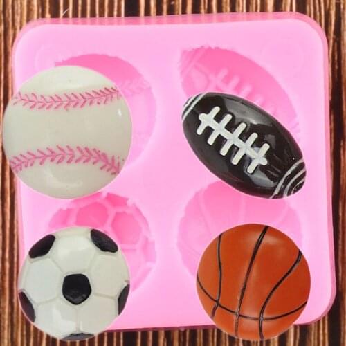 Sports Series Basketball Silicone Molds Cupcake Topper Fondant Mould DIY Party Cake Decorating Tools Candy Clay Chocolate Mold