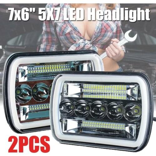 1 Pair 240W 5X7inch 7X6inch LED Headlight Hi-Lo Beam Halo DRL for Jeep Cherokee Wrangler XJ YJ