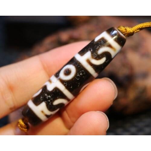 Treasure Unique Magic Power Tibetan Old Agate 3 Eye Lianshifaqi dZi Bead Pendant 58MM 4A+ Timestown UPD22