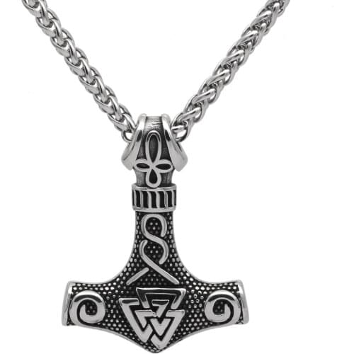 Viking Thor Mjolnir necklace men viking jewelry stainless steel valknut odin with valknut gift bag