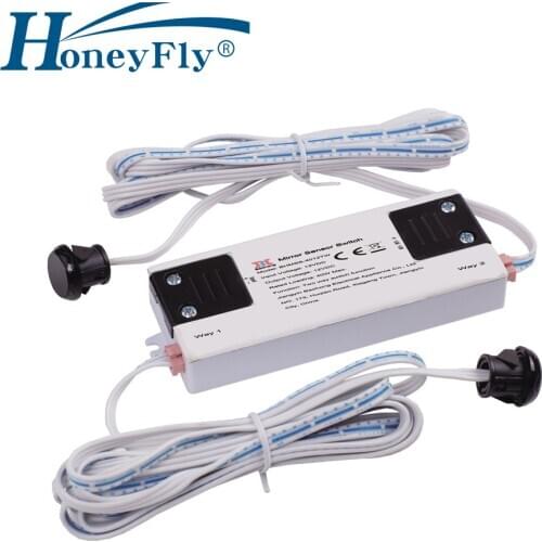 HoneyFly Patented IR Sensor Switch 40W 12V Two-lights Controller Switch Infrared Cabinet Switch DC Hand Wave For LED Lights