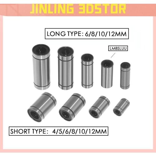 3D Printer parts LM8UU LM10UU LM6UU LM12UU Linear Bushing 8mm CNC Linear Bearings 8mm for Rods Liner Rail Linear Shaft parts