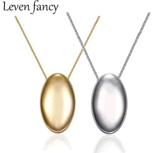 925 Sterling Silver Glossy Oval Pendant Necklace Waterdrop S925 Jewelry for Women Summer Fashionable Jewellery Wholesale