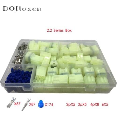 1 Box 87 Pcs 2/3/4/6 Pin 2.2 MM Series Waterproof Wiring Plug Green Male Female Connector Car Reversing Radar Harness Socket