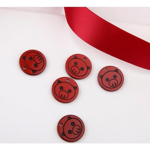 10pcs Japanese Style Cute Animal Earrings for Women Girls Resin Cute Wealth pig Red pendant Material Diy Jewelry Accessories