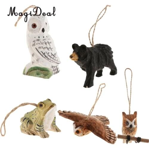 100% Hand Carved Vivid Wooden Animal Wood Hanging Decoration Wind Chimes Garden Wall Hanging Crafts Gifts Retro Outdoor Decor