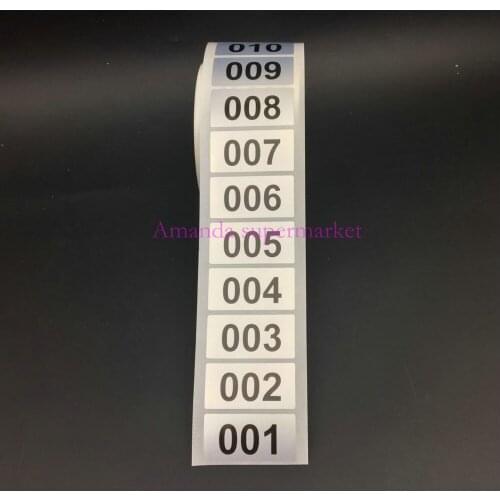 1000 Labels 1.57*0.78" Consecutive Number Inventory stickers Silver Waterproof 40mm x 20mm