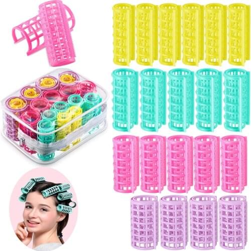 20 Pieces Plastic Hair Rollers Curlers Snap on Rollers Self Grip Rollers for DIY Hairdressing Hair Salon Hair Barber, 5 Sizes
