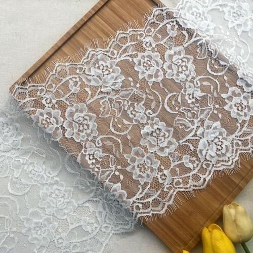 3m/lot Black Eyelash Lace Fabric DIY Decorative High Quality Soft Nylon Eyelash Lace Trim Clothing Sewing Applique Fabric 25cm