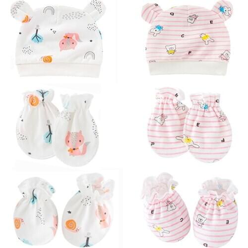 3 in1 Newborn Baby Accessories - Hat+Scratch Mitten+Botties
