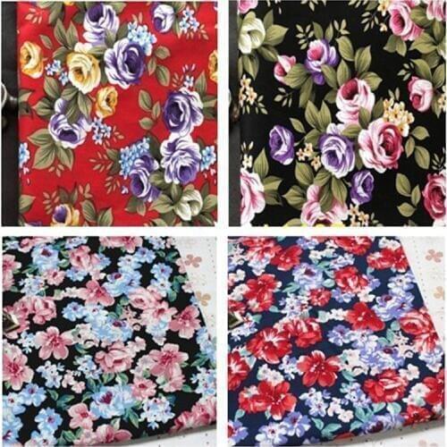 50x145cm Graceful Black Red Navy Blue Blooming Peony Flower Cotton Poplin Fabric Floral Fabric Patchwork Baby Cloth Tilda Cloth