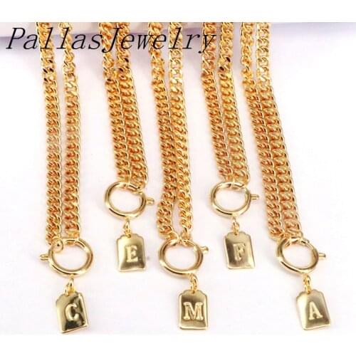 6Pcs A - Z Letters pendant necklace alphabets chain necklace for women big chain jewelry 49 cm length necklace for women jewelry