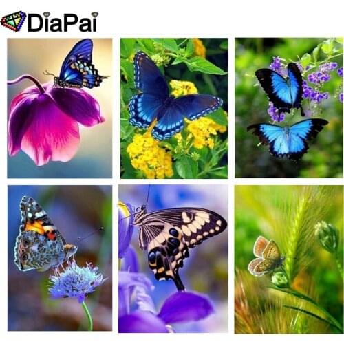 DIAPAI 5D DIY Diamond Painting 100% Full Square/Round Drill "Flower butterfly" 3D Embroidery Cross Stitch Home Decor