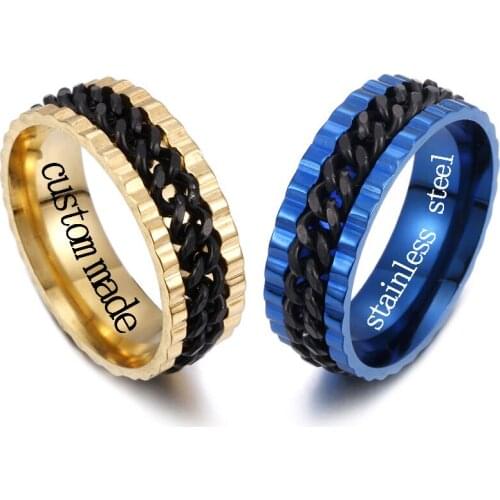 Personalized Customization 8mm Cool Stainless Steel Rotatable High Quality Rotating Chain Punk Ladies Men Couple Jewelry Gifts