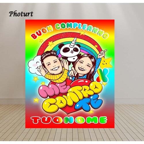 PHOTURT Me Contro Te Backdrop Girls Birthday Party Photography Banner Italian Internet Celebrities Photo Background Props