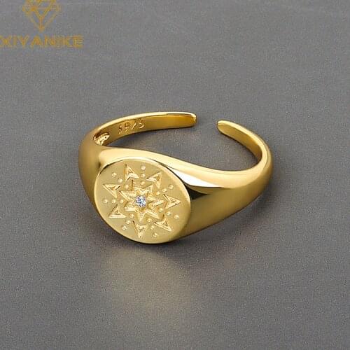 XIYANIKE 925 Sterling Silver New Sunflower Pattern Diamond Ring For Woman Fashion Opening Beautiful Gorgeous Jewelry Wholesale