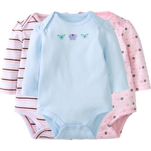 3 Pack Baby Girl Rompers Cotton Full Infant Jumpsuit Spring Boys Overalls Newborn Cartoon Embroidery Clothing Baby Boy Clothes