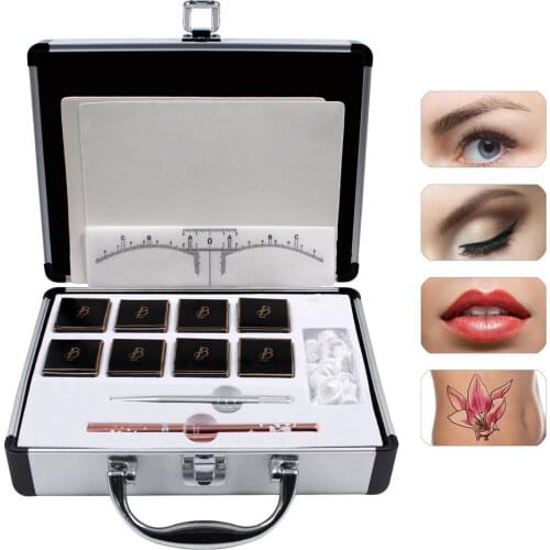 Biomaser4/8 Cream Pigment Microblading Kits for Permanent Makeup 3D Eyebrow Tattoo Starter Kits with Microblading Penna Ruler