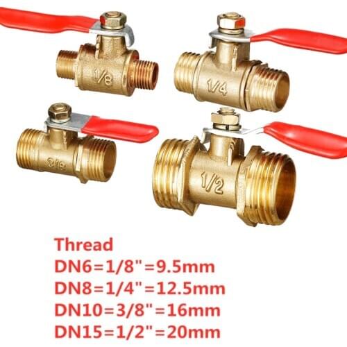 Brass ball valve 1/8" 1/4'' 3/8'' 1/2'' Male Thread Ball Valve Brass Connector Joint Copper Pipe Fitting Coupler Adapter