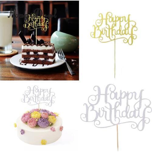 MagiDeal 20 Pcs/Lot Glitter Paper Happy Birthday Letters Cake Cupcake Topper Birthday Party Cake Decor