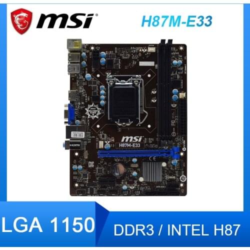 MSI H87M-E33 Motherboard LGA 1150 DDR3 PCI-E X16 USB3.0 SATA III 32GB Core i7/Core i5/Core i3/ Micro ATX Desktop Used Mainboard