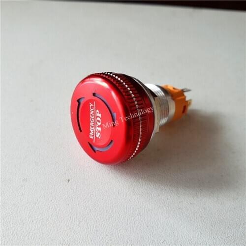 1pcs Metal stop mushroom button emergency stop switch button 16/19/22mm 250V 3A switch 1NO1NC emergency switch red