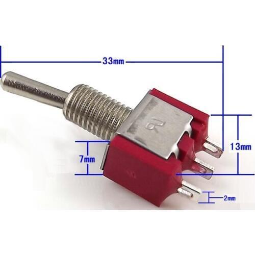2PCS/lot Miniature Toggle Switch 3 Pin ON-ON Power Switch 2A 250VAC 5A 120VAC MTS 102