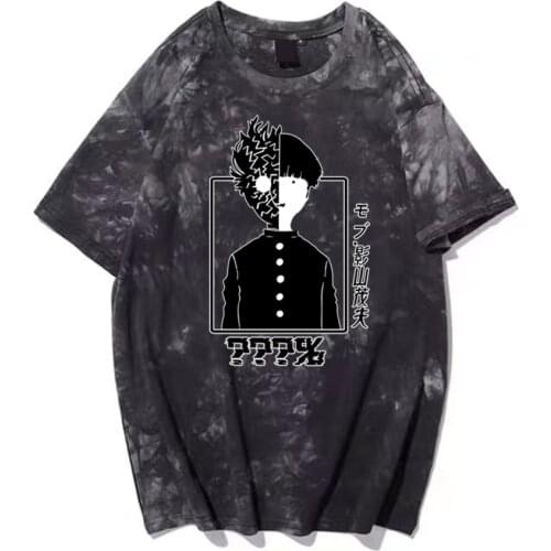 Mob Psycho 100 Harajuku Mobu Saiko Hyaku Men Women Tie Dye Short Sleeve T-shirt Harajuku Summer