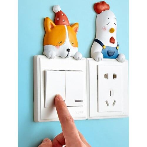 Switch Sticker Self-adhesive Cute cartoon small animal decoration wall sticker Wall decoration Home life Household products