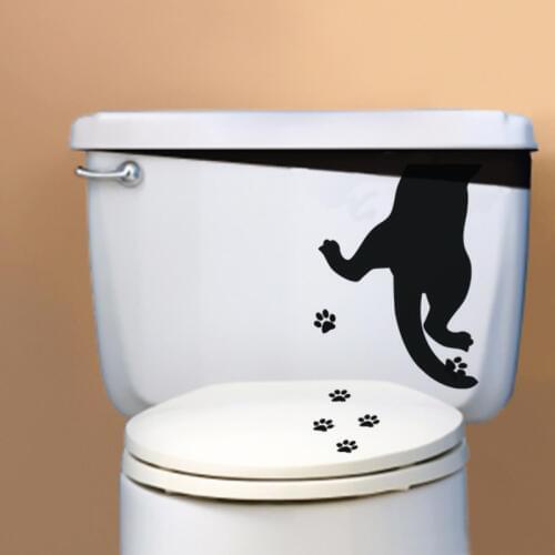 Funny Cat Kitten Prints Vinyl Wall Art Mural Wall Sticker Washroom Home Decor Toilet Wall Decal Cats Paw Wallpaper Poster
