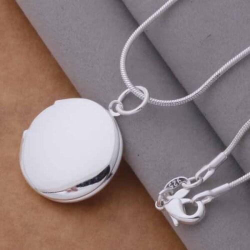 AN740 Stearling Silver color color Necklace Silver color color Fashion Jewelry Pendant Smooth Round Card /brwakjda Bcsajtza