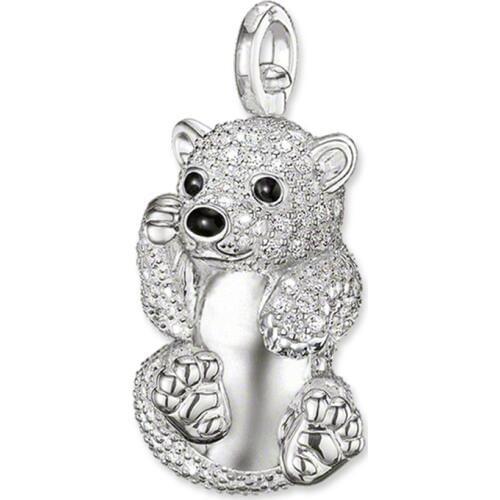 Silver White Zirconia-pave Polar Bear Teddy Bear Baby Pendant, 2018 Fashion Chain Necklace Pendant Jewelry Bijoux Gift for Women