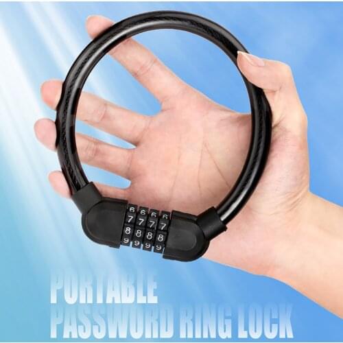 Portable Mountain Bike Lock Anti-Theft Password Ring Lock Fixed 4 Digit Code Combination Bicycle Security Lock Bicycle Equipment