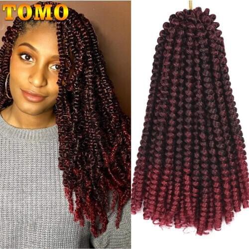 TOMO Fluffy Spring Twist Hair Extensions Black Brown Bug Ombre Crochet Braids Synthetic Braiding Hair Bomb Nubian Bounce Twist