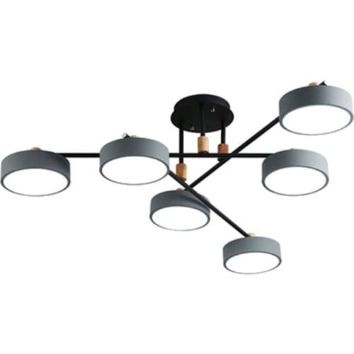 Gray Metal Lampshades Chandeliers For Living Room Modern Round 220 Volt LED Lustre White Bedroom Indoor Lighting Fixtures